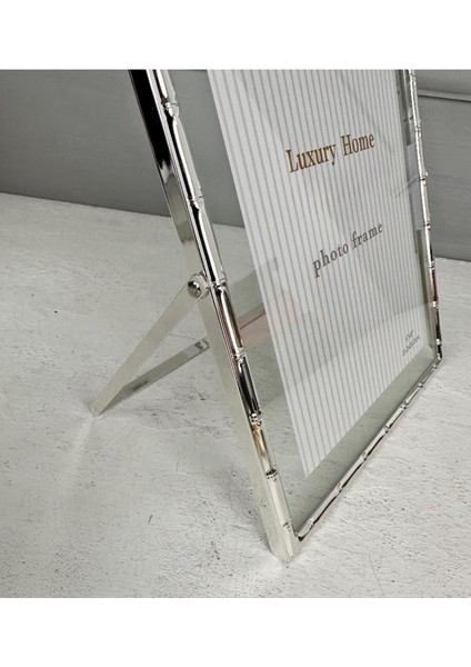 Bambu Desen Lüks Metal Çerçeve Gümüş 13 x 18 cm modelleri