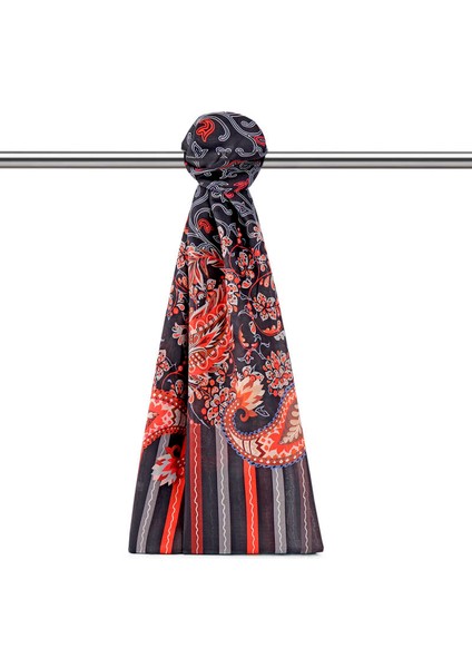 Kırmızı Sarmaşık Desen Soft Şal