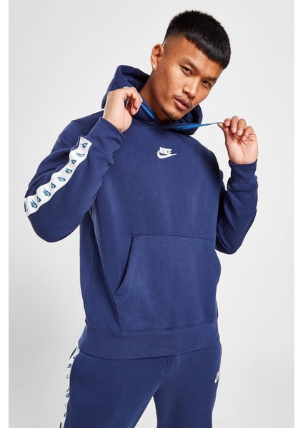Club Fleece Zeus Tape Graphics Track Suit Kapüşonlu Şardonlu Eşofman Takımı Lacivert