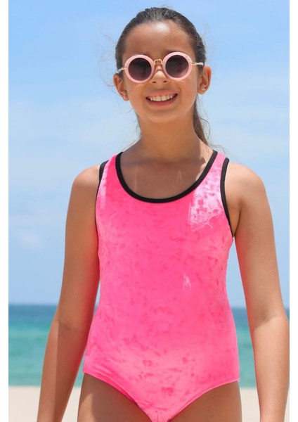 Askılı Kadife Çapraz Bağcıklı Pencere Detaylı Pembe 50UV Kız Çocuk Mayo By Nessı Byrd fiyatları