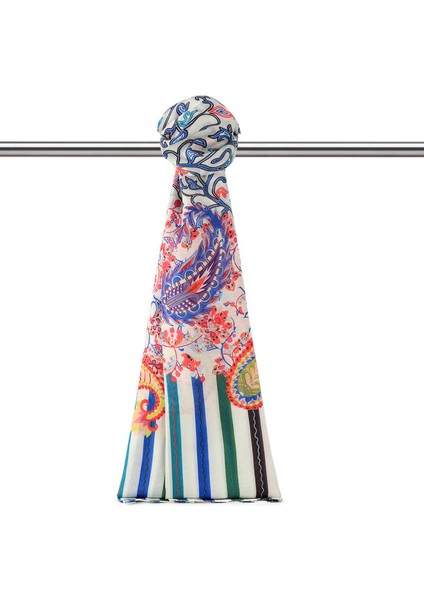 Krem Sarmaşık Desen Soft Şal