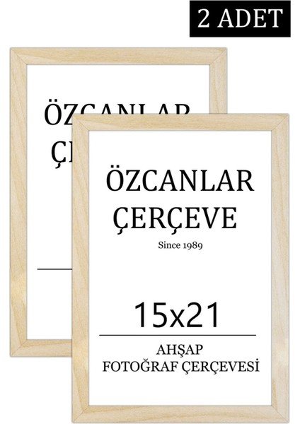 2 'li Takım Ahşap Çerçeve Ahşap Resim Çerçevesi 15 x 21 Doğal Ahşap Çerçeve Ham Ahşap