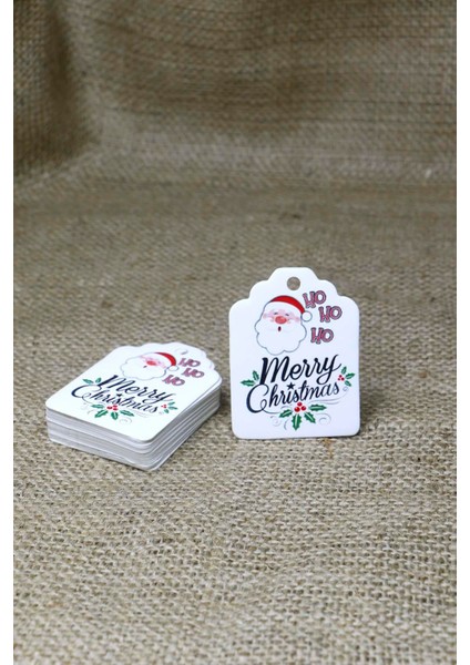 Noel Baba Temalı Yeni Yıl Etiketi - Merry Christmas - Yılbaşı Etiketi (4,5 x 6 Cm) 50 Adet