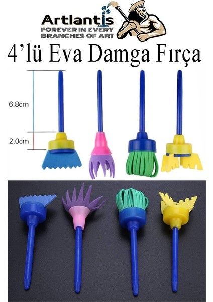 Eva Spatula ve Damga Fırçası 8 Li 1 Paket Plastik Doku Tarağı Fırçası Okul Öncesi Boya Sünger Fırça Seti Çocuklar Için