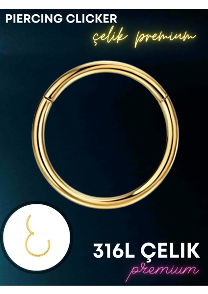Moda Piercing Clicker: 316L Çelik, 8mm/1.2mm (Helix, Tragus, Septum, Kulak Memesi)