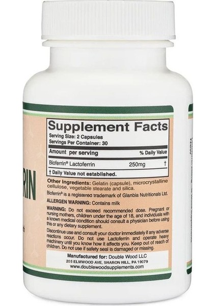 Lactoferrin 250 mg 60 Veg. Kapsül.usa Vers.
