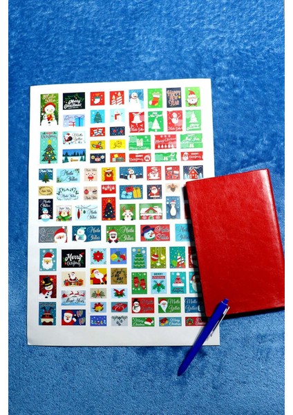 Yeni Yıl Temalı Pul Etiket - 90 Adet Merry Christmas Vintage Etiket - Yılbaşı Paketleme Etiketi modelleri