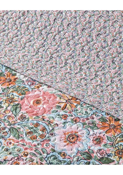 Poppy Happiness Çok Amaçlı Tek Kişilik Yatak Örtüsü Takımı 160 x 220 cm Pembe