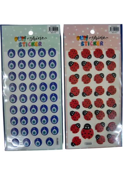Stıcker Kabartmalı Nazar Boncuğu - Uğur Böceği 2 Li Set