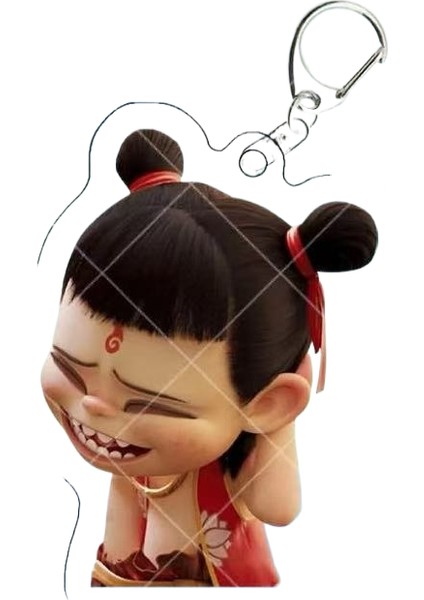 Nezha Anime Akrilik Anahtarlık Etrafında Sevimli Eğlence Aynı Ayakta Kart ile Arkadaş Göndermek Için Yüksek Değerli Kolye (Yurt Dışından)