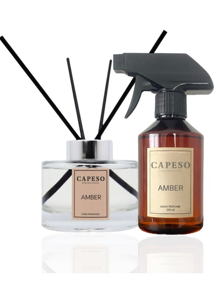 Amber Oda Kokusu Seti 150 ml Çubuklu Oda Kokusu + 250 ml Oda Spreyi
