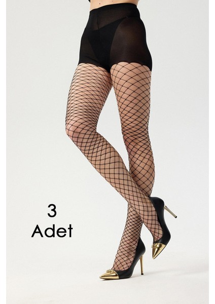Toute 40 Den Fileli Külotlu Çorap Siyah Xl Beden 3'lü Set