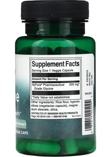 Glycine, 500 Mg, 60 Veg.kapsül.usa Menşei.dmmedicine'den fiyatları
