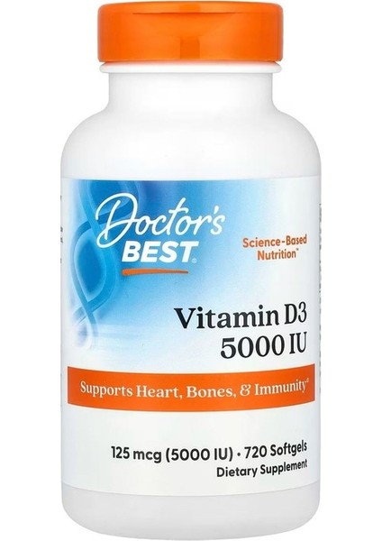Vitamin D3, 125 Mcg (5,000 Iu), 720 Softgels