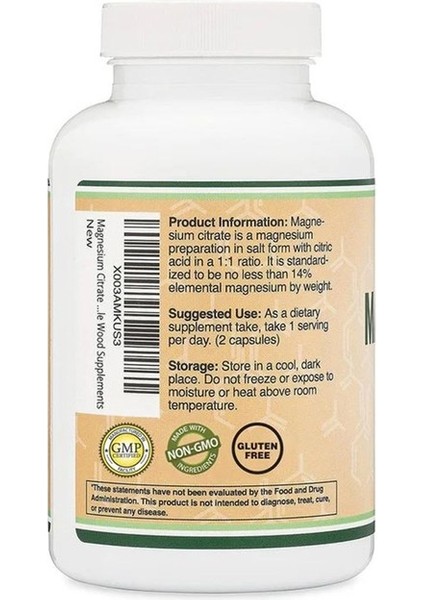 Magnesium Citrate 800 mg 180 Dietary Supplement modelleri