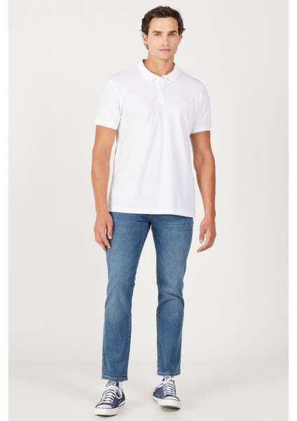 %100 Pamuk Regular Fit Normal Kesim Beyaz Polo Yaka Tişört fırsatları