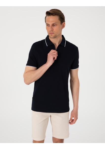 Erkek Lacivert Slim Fit Polo Yaka Tişört 50307516-VR033 modelleri