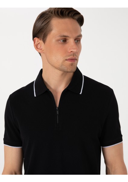 Erkek Siyah Slim Fit Polo Yaka Tişört 50307516-VR046 fiyatları