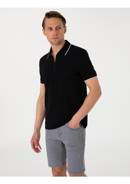 Erkek Siyah Slim Fit Polo Yaka Tişört 50307516-VR046 modelleri