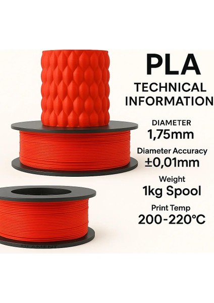 Pla+ Filament 1.75MM 1 kg - Kırmızı fiyatları