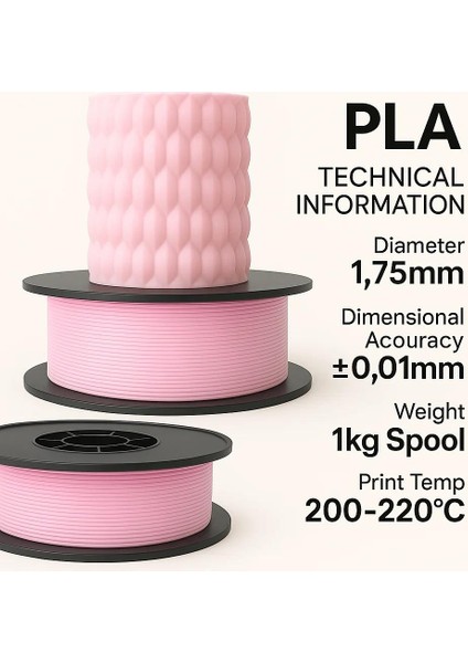 Pla+ Filament 1.75MM 1 kg - Toz Pembe fiyatları