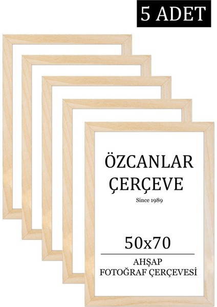 5 'li Takım Ahşap Çerçeve Ahşap Resim Çerçevesi 50 x 70 Doğal Ahşap Çerçeve Ham Ahşap