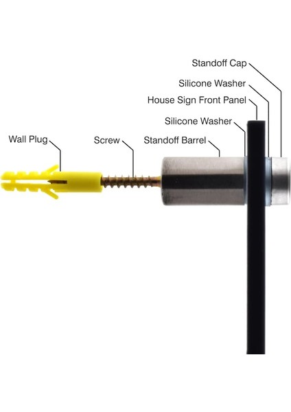 Villa - Daire Kapı No Duvar Numarası 13X20CM Alüminyum Krom Ayaklı Zafrakreklam fırsatları
