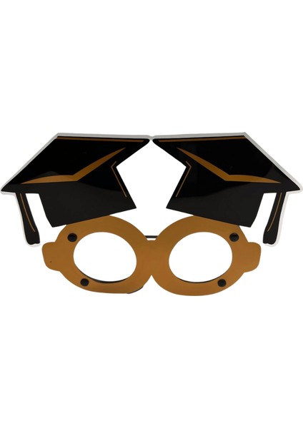 Parti gözlüğü mezuniyet gold siyah çift kepli