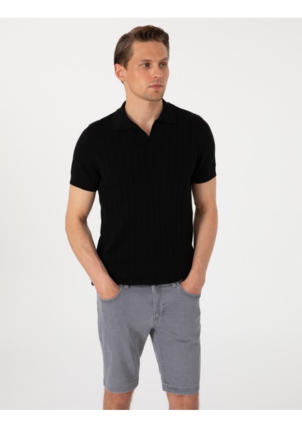 Erkek Siyah Slim Fit %100 Pamuk Polo Yaka Triko Tişört 50307334-VR046 modelleri