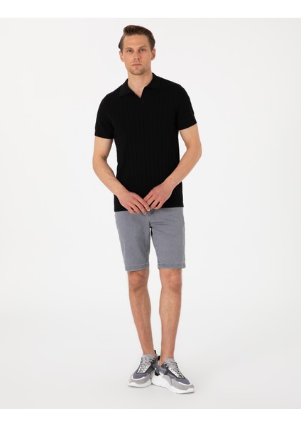 Erkek Siyah Slim Fit %100 Pamuk Polo Yaka Triko Tişört 50307334-VR046 fırsatları