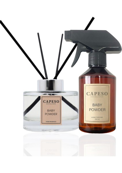 Baby Powder Bebek Pudrası Oda Kokusu Seti 150 ml Çubuklu Oda Kokusu + 250 ml Oda Spreyi