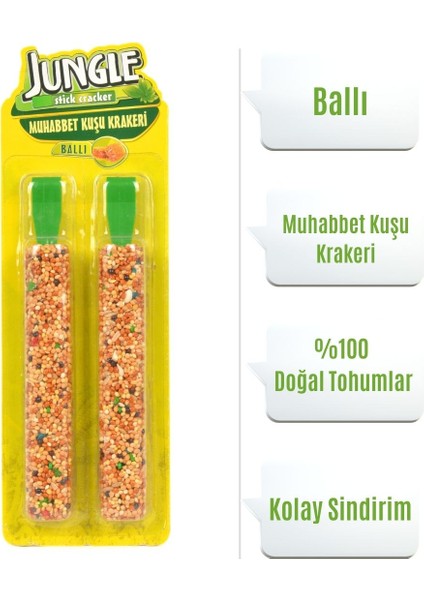 Jungel Ballı Muhabbet Kuşu Krakeri 2'li Lüx