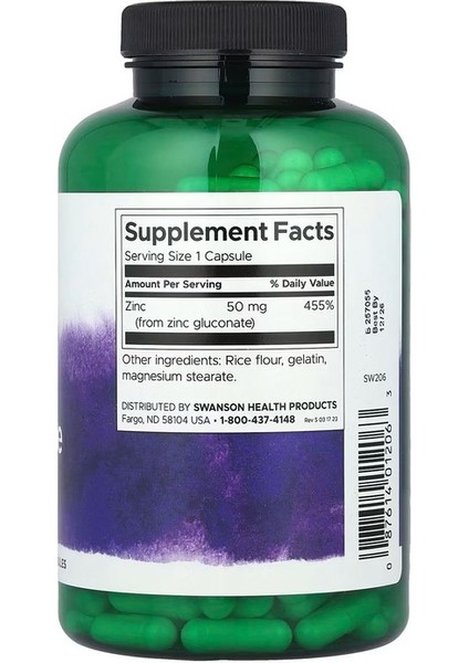 Zinc Glukonat, 50 mg , 250 Kapsül. Usa Menşei.dmmedicine 'den