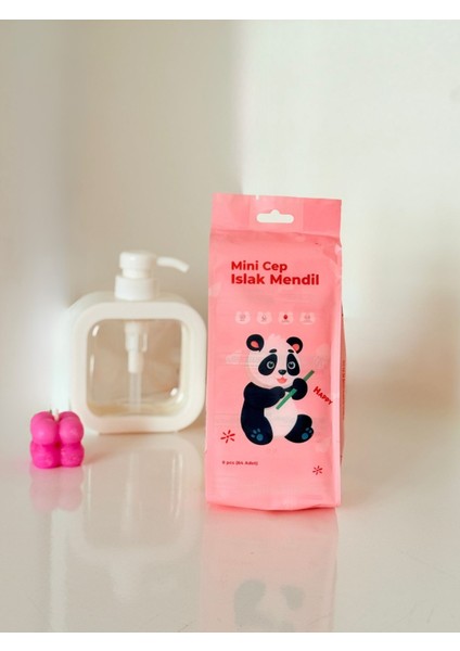 Sevimli 8' Li Mini Islak Mendil | Cep ve Çanta Boyu | Çocuklar Için Okula Uygun |ESSU91 fiyatları