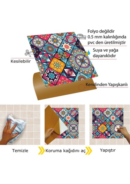 Kendinden Yapışkanlı Pembe Karo Desenli Pvc Karo 30 x 30 cm (33 Adet) 3 M²