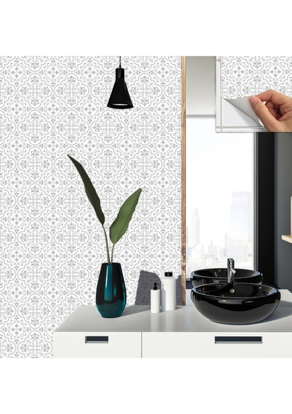 Kendinden Yapışkanlı Gri Motifli Desenli Pvc Karo 30 x 30 cm (33 Adet) 3 M²
