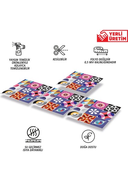 Kendinden Yapışkanlı Şeker Desenli Pvc Karo 30 x 30 cm (33 Adet) 3m2