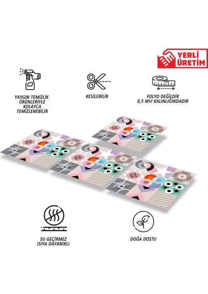 Kendinden Yapışkanlı Naif Desenli Pvc Karo 30 x 30 cm (33 Adet) 3m2