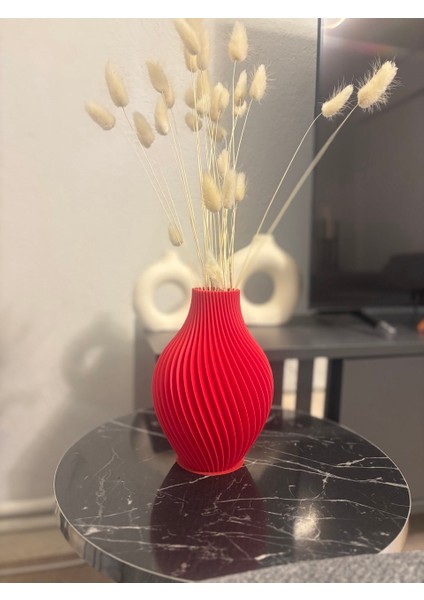 Modern Kırmızı Dekoratif Vazo Masaüstü ve Ev Dekoru