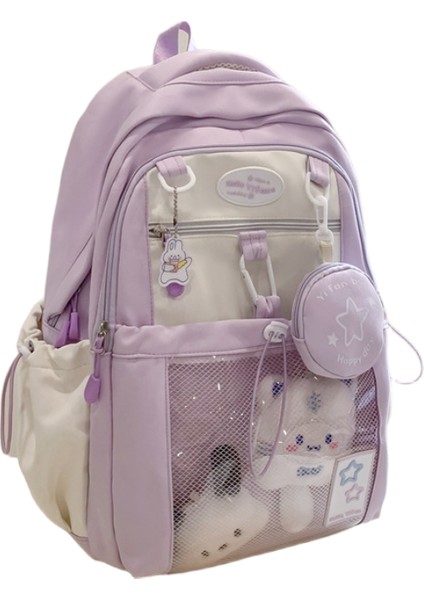 Kızlar Için Sevimli Naylon Okul Sırt Çantası Genç Öğrenci Kadın Sırt Çantası Çok Cepli Okul Çantası Kawaii Dizüstü Bilgisayar Kitap Çantası Paketi Mochila (Yurt Dışından)