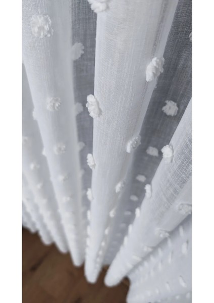 Ponponlu Keten Tül Perde Bohem Tül Seyrek Pile