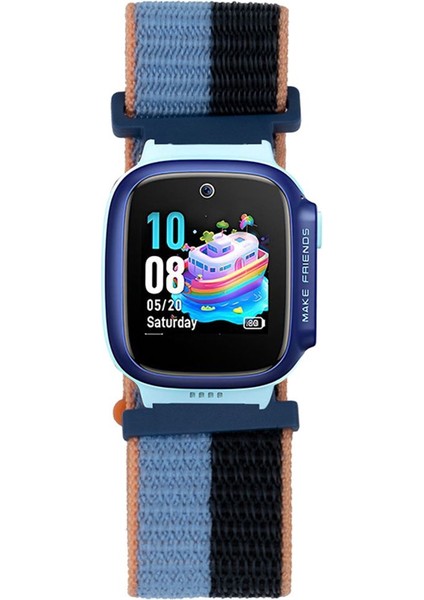 Huawei Gt4 41MM Sah Krd-03 18MM Çocuklara Özel Hasır Kordon - Mavi-Siyah
