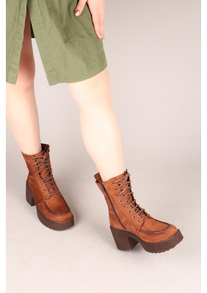 Tullıa Bağcıklı Süet Topuklu Kadın Bot Tarçın fırsatları