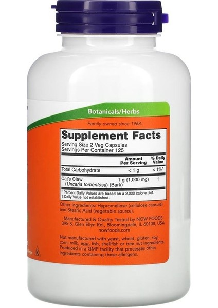 Cat 's Claw 500 mg 250 Kapsül fiyatları