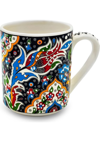 El Yapımı Seramik Kupa Organik Boya Lale Figürü