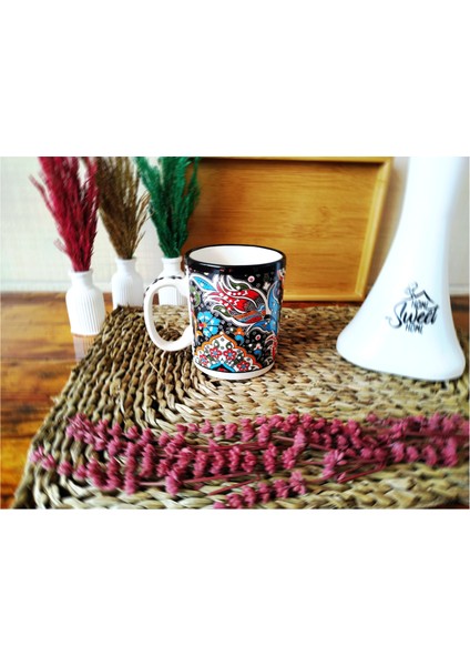 El Yapımı Seramik Kupa Organik Boya Lale Figürü modelleri