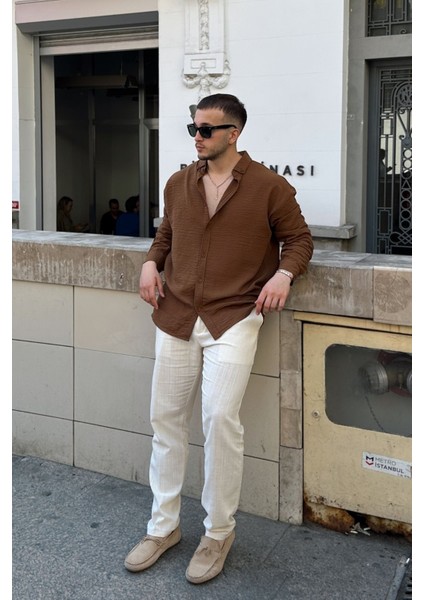 Napas Erkek Oversize Keten Görünümlü Gömlek fiyatları