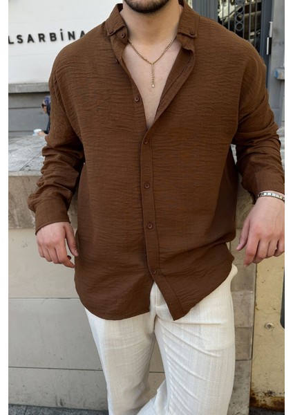 Napas Erkek Oversize Keten Görünümlü Gömlek fırsatları