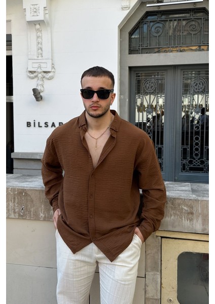 Napas Erkek Oversize Keten Görünümlü Gömlek indirimleri