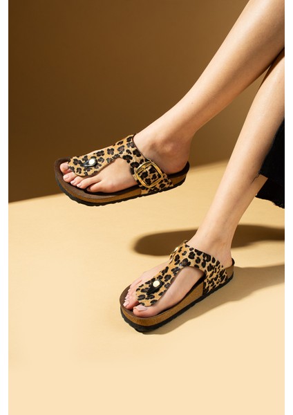 Parmak Arası Gold Tokalı Rahat Taban Kadın Terlik 011-710-25NUBUK fiyatları